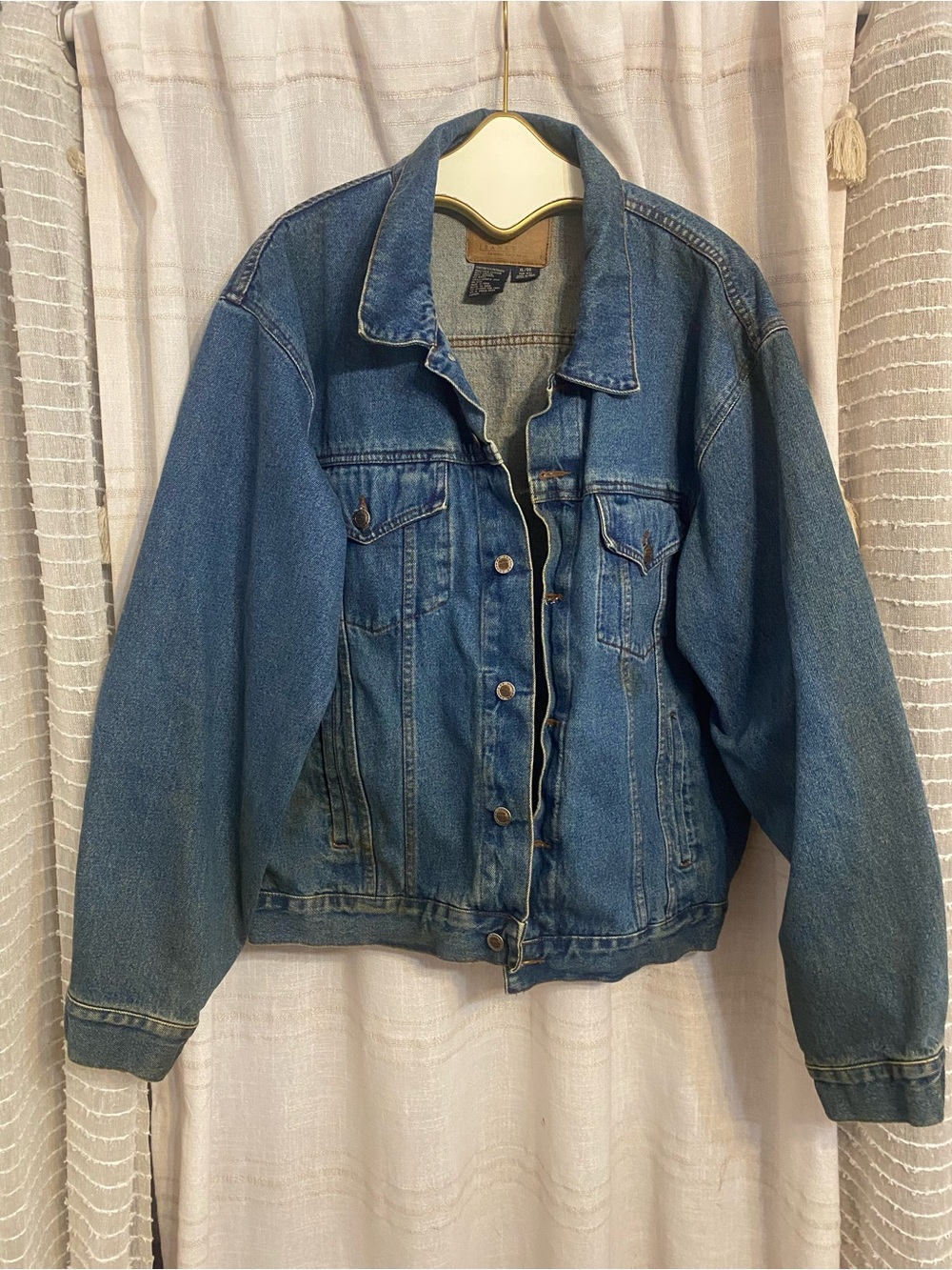 Vintage 90s Route 66 Denim Jacket Men's XL Blue Jeanswear Distressed Trucker